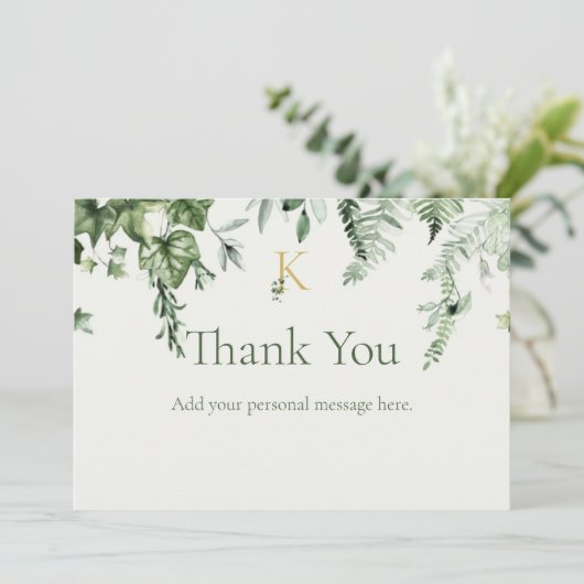 Ivy & Sage Monogram Wedding Dankeskarte (Stehend Vorderseite)