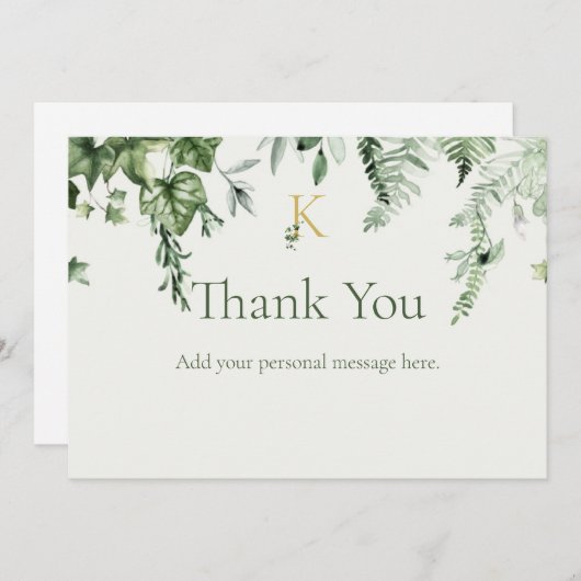 Ivy & Sage Monogram Wedding Dankeskarte (Vorne/Hinten)