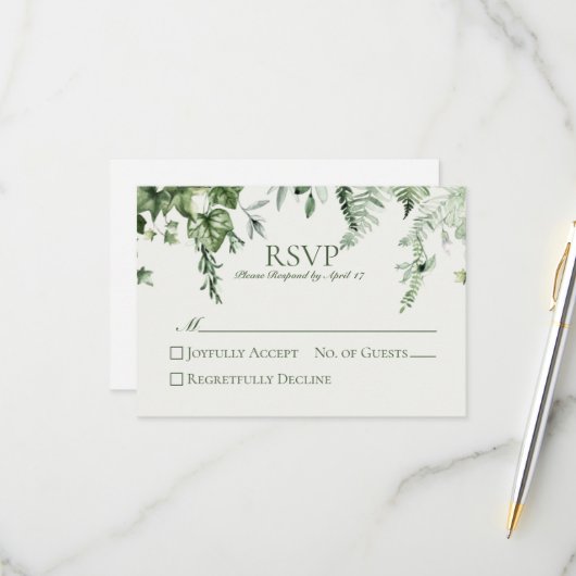 Ivy & Sage Wedding RSVP Karte (Vorderseite/Rückseite Beispiel)