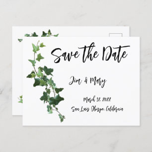 Ivy Save the Date Postcard Botanische Blätter Postkarte