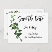 Ivy Save the Date Postcard Botanische Blätter Postkarte (Vorne/Hinten)