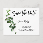 Ivy Save the Date Postcard Botanische Blätter Postkarte (Vorderseite)