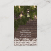 Ivy & String Lights Mason Jar Rustikal Elegante Ch Visitenkarte (Rückseite)