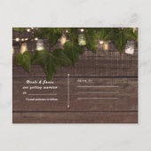 Ivy & String Lights Mason Jar Rustikal Save the Da Ankündigungspostkarte (Rückseite)