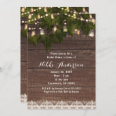 Ivy & String Lights Mason Jar Rustikale Einladunge Einladung (Vorne/Hinten)