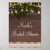 Ivy & String Lights Mason Jar Rustikales Plakatban Poster (Vorne)