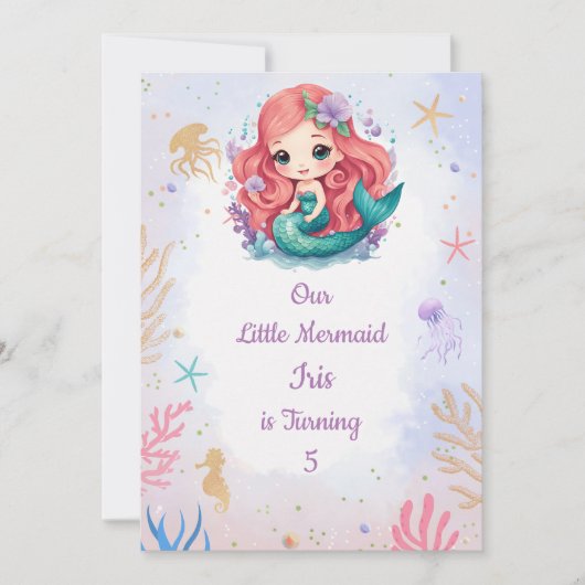 Ivy the Mermaid Einladung (Vorderseite)