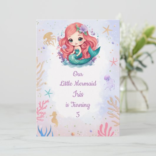 Ivy the Mermaid Einladung (Stehend Vorderseite)