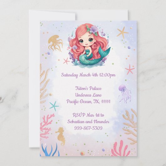 Ivy the Mermaid Einladung (Rückseite)