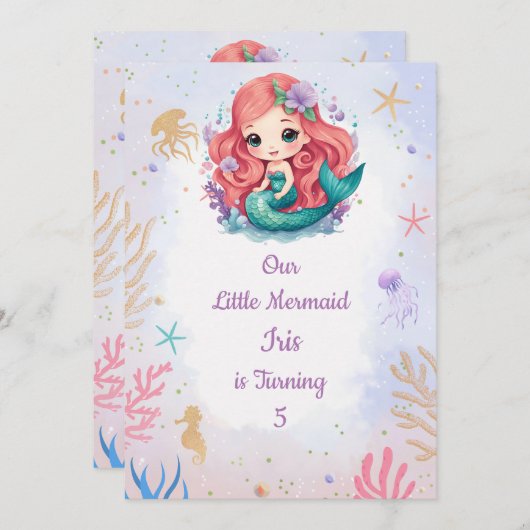 Ivy the Mermaid Einladung (Vorne/Hinten)