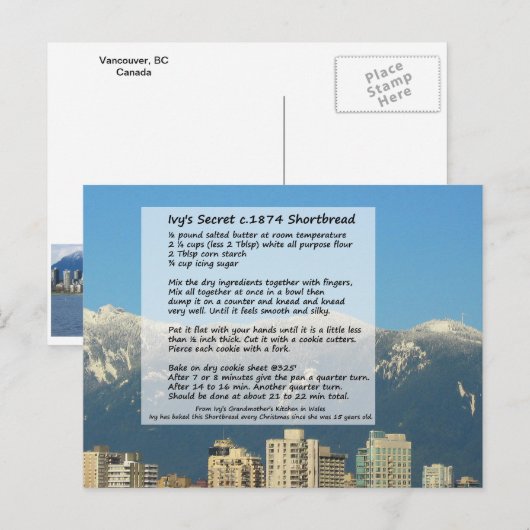 Ivy's Shortbread Rezept Postkarte (Vorne/Hinten)
