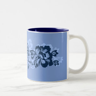Iwalani Vintag Hawaii Blue Floral Band Zweifarbige Tasse