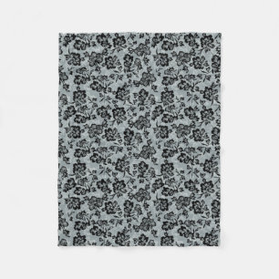 Iwalani Vintag Hawaiian Charcoal Grau Floral Fleecedecke