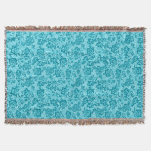 Iwalani Vintage Hawaiian Türkblau Floral Decke