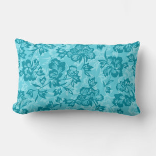 Iwalani Vintage Hawaiian Türkblau Floral Lendenkissen