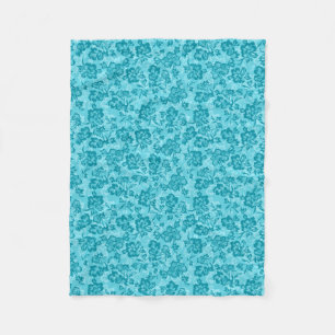 Iwalani Vintages hawaiisches aquamarines Blumen Fleecedecke