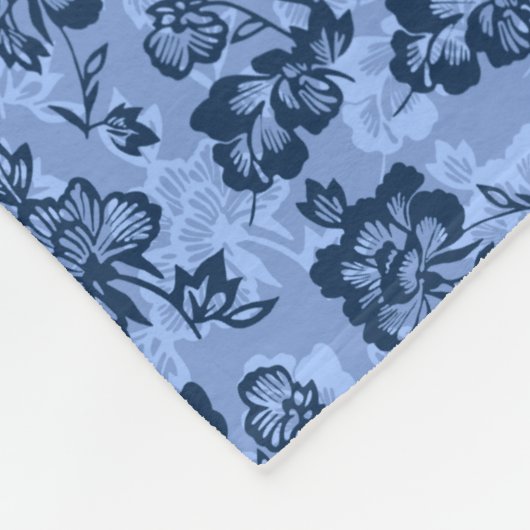 Iwalani Vintages hawaiisches blaues Blumen Fleecedecke (Ecke)