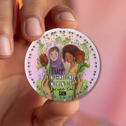IWD 2026 Give To Gain Mandala Button | Groß