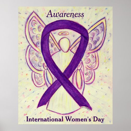 IWD Awareness Ribbon Lila Angel Poster Art Print (Vorne)