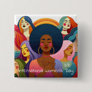 IWD   März 8 ist der Internationale Frauentag Button
