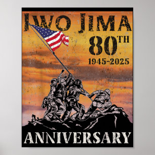 Iwo Jima 80. Jahrestag Wwii Veteran Us Flagge 4. Poster