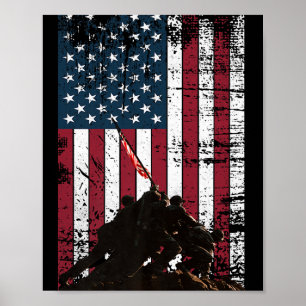 Iwo Jima Flag, die die US-Flagge wwii Vete aufwühl Poster