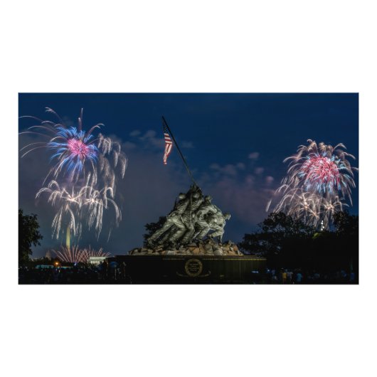 Iwo Jima Memorial Während des Feuerwerks am 4. Jul Fotodruck (Vorne)