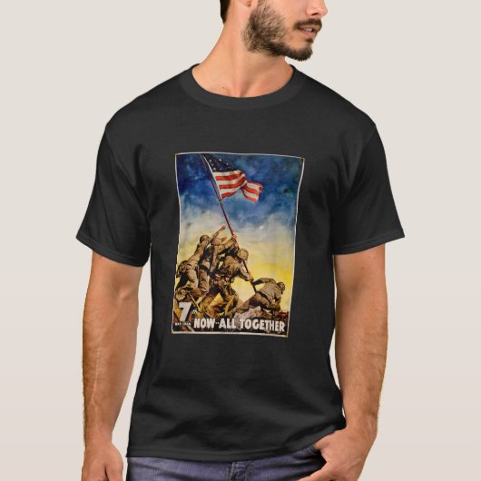 Iwo Jima Retro WW2 American Flag Raise T Shirt (Vorderseite)