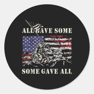 Iwo Jima Wwii Veteran 4. Juli Armee USA Flaggensta Runder Aufkleber