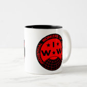 IWW-Logo , Wobbbys - Eine große Gewerkschaft Kaffe Zweifarbige Tasse (VorderseiteRechts)