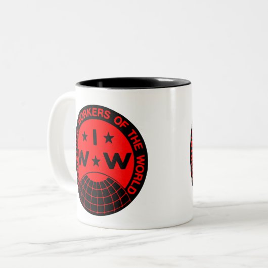 IWW-Logo , Wobbbys - Eine große Gewerkschaft Kaffe Zweifarbige Tasse (Vorderseite Links)