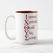 IXOYE Acrostic (rot) Zweifarbige Tasse (Links)