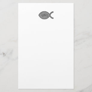 IXOYE christliches Fisch-Symbol - Steineffekt Briefpapier