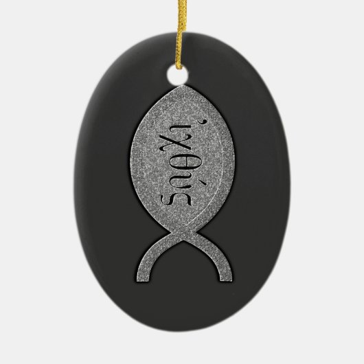 IXOYE christliches Fisch-Symbol - Steineffekt Keramikornament (Vorne)