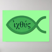 IXOYE Christliches Fischsymbol - Grünes Pergament Poster (Vorne)