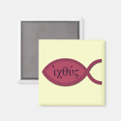 IXOYE Christliches Fischsymbol - Rotes Pergament Magnet (Vorderseite/Rückseite)