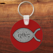 IXOYE Christliches Fischsymbol - Stone-Effekt Schlüsselanhänger (Vorderseite)