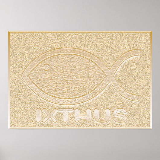 IXTHUS Christliche Fischzeichen - Gold Poster (Vorne)