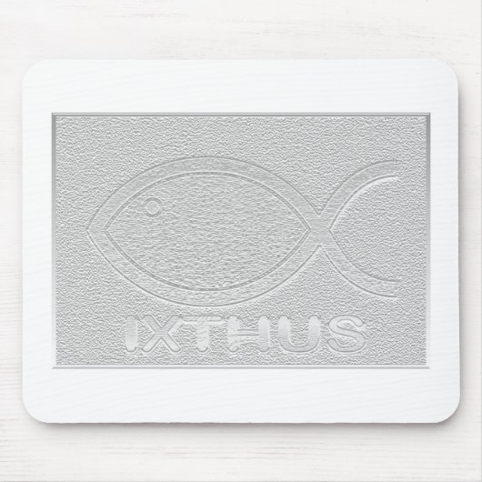 IXTHUS christliches Fisch-Symbol - Silber Mousepad (Vorne)