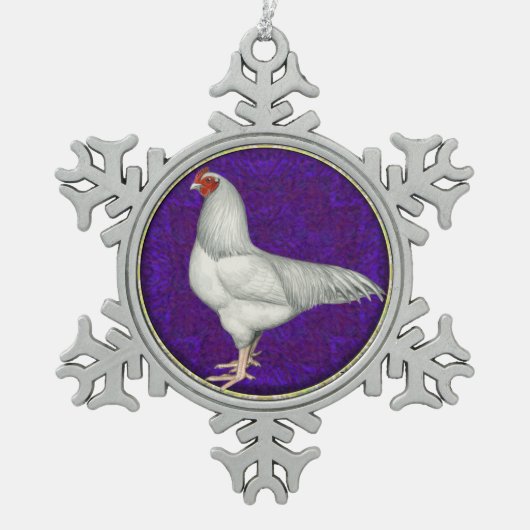 Ixworth Rooster Schneeflocken Zinn-Ornament (Vorderseite)