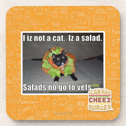 Iz I nicht eine Katze. Iz ein Salat Getränkeuntersetzer (Vorderseite)