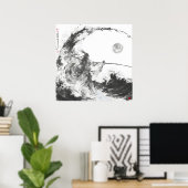 Izanami und Izanagi Schwarz-Weiß-Speere Poster (Heimbüro)