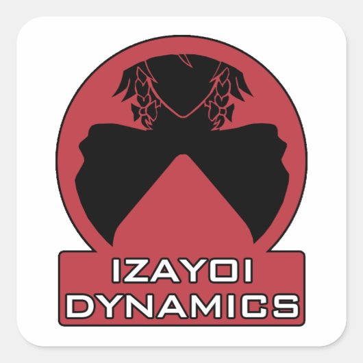 Izayoi Dynamics Logo mit Text Quadratischer Aufkleber (Vorderseite)