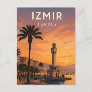 🌅 Izmir Türkei Uhrturm und Meerblick Postkarte