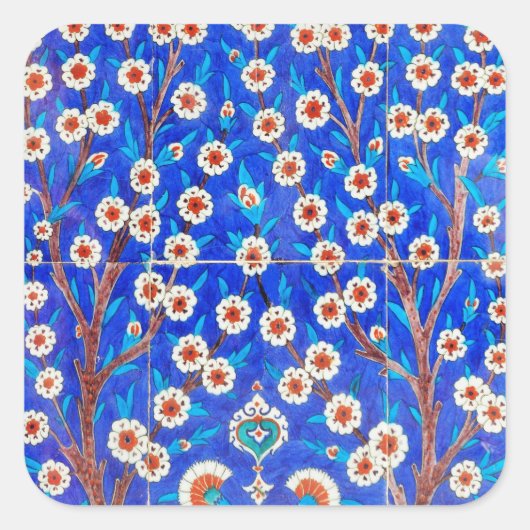 Iznik-Fliese Quadratischer Aufkleber (Vorderseite)