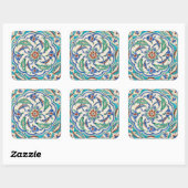 Iznik-Fliese Quadratischer Aufkleber (Blatt)