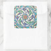 Iznik-Fliese Quadratischer Aufkleber (Tasche)