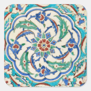 Iznik-Fliese Quadratischer Aufkleber