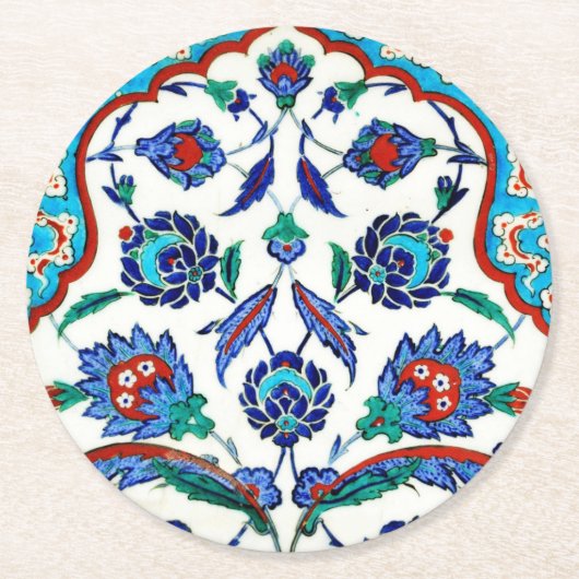 Iznik-Fliese Runder Pappuntersetzer (Vorderseite)