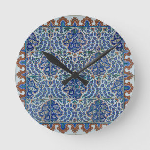 Iznik Floral Ethnic Tribal Türkische Mosaik-Töpfer Runde Wanduhr